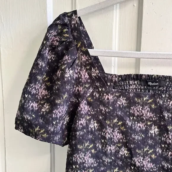 Madewell Floral Smocked Puff Sleeve Top | Dark Romantic Print - Picture 3 of 7